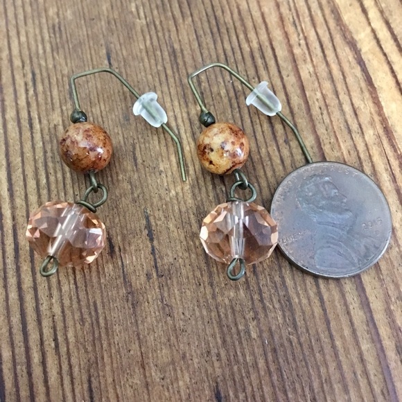 *Ladies Champaign Yellow Dangle Earrings, Handmade Ladies Earrings - Picture 3 of 4